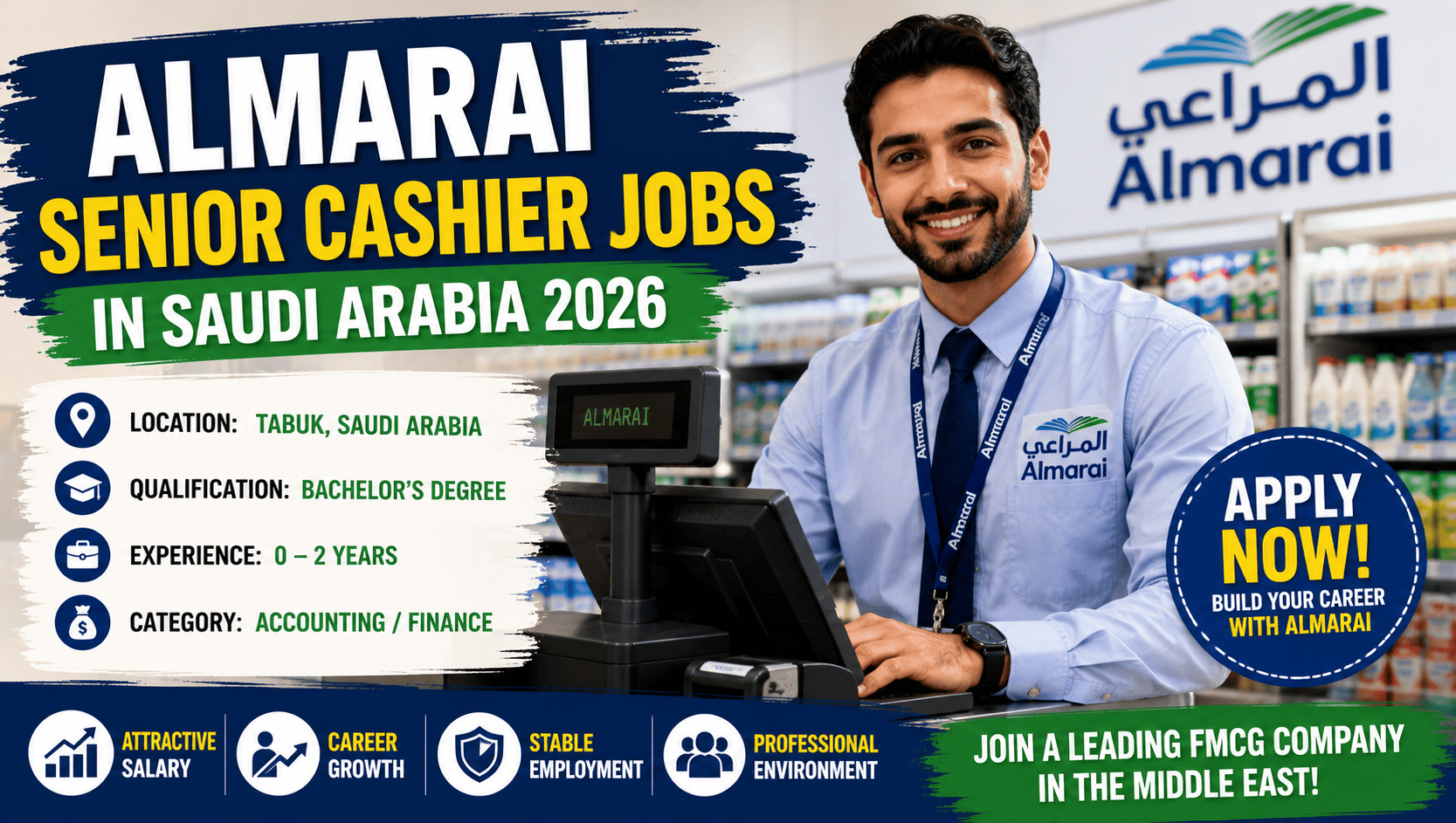 Amazing Almarai Senior Cashier Jobs in Saudi Arabia 2026 – Freshers Can Apply Fast